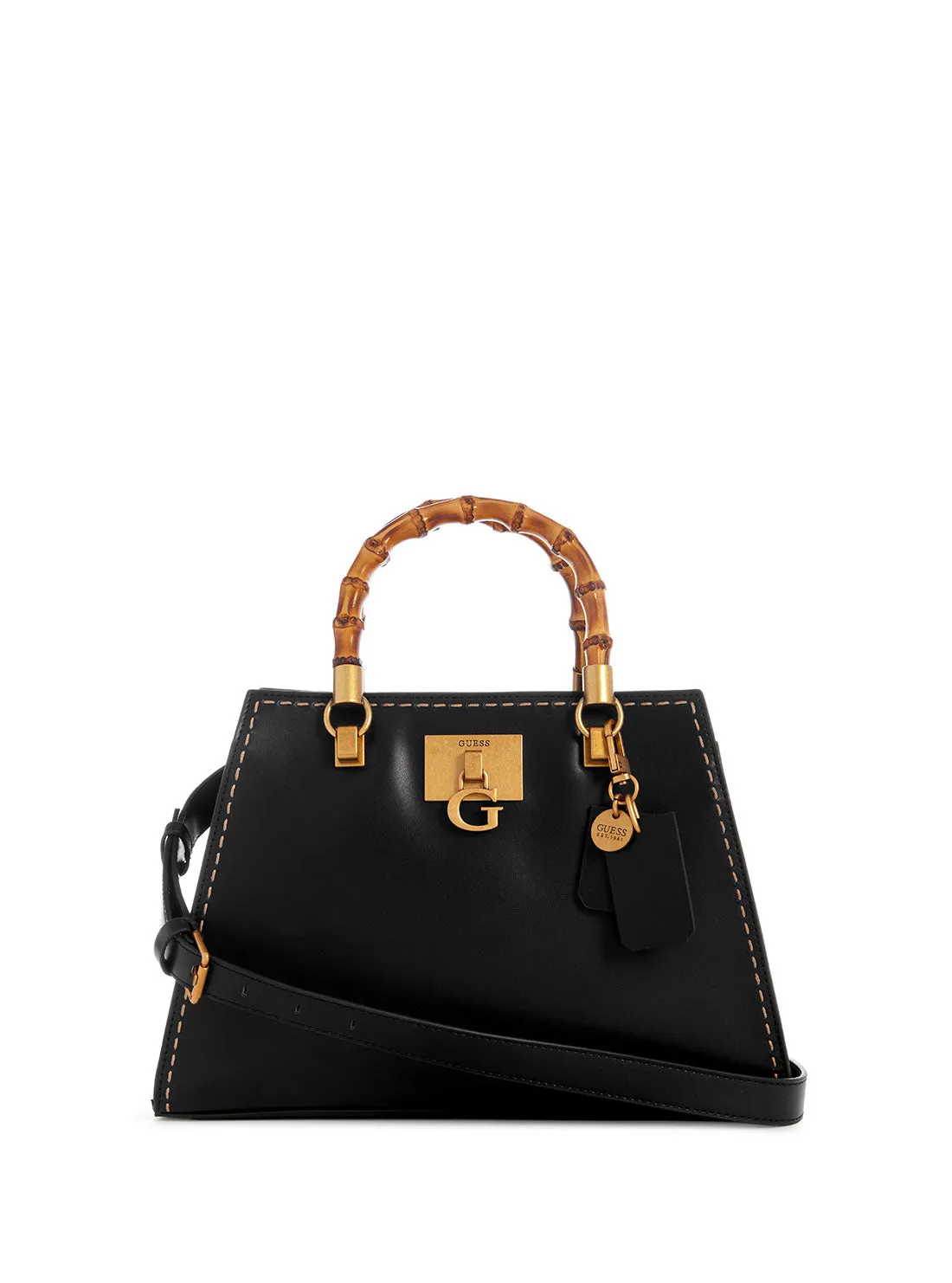 Black Stephi Bamboo Satchel Bag