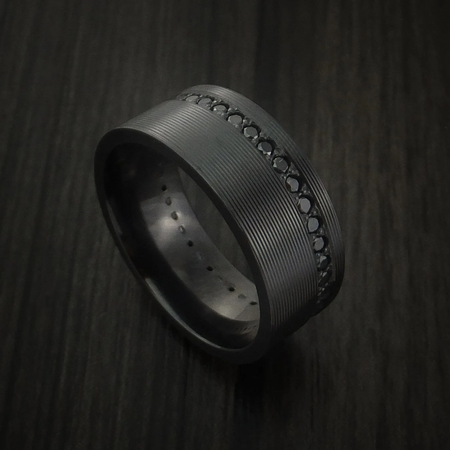 Black Titanium Eternity Men's Band with Stunning Black Diamonds