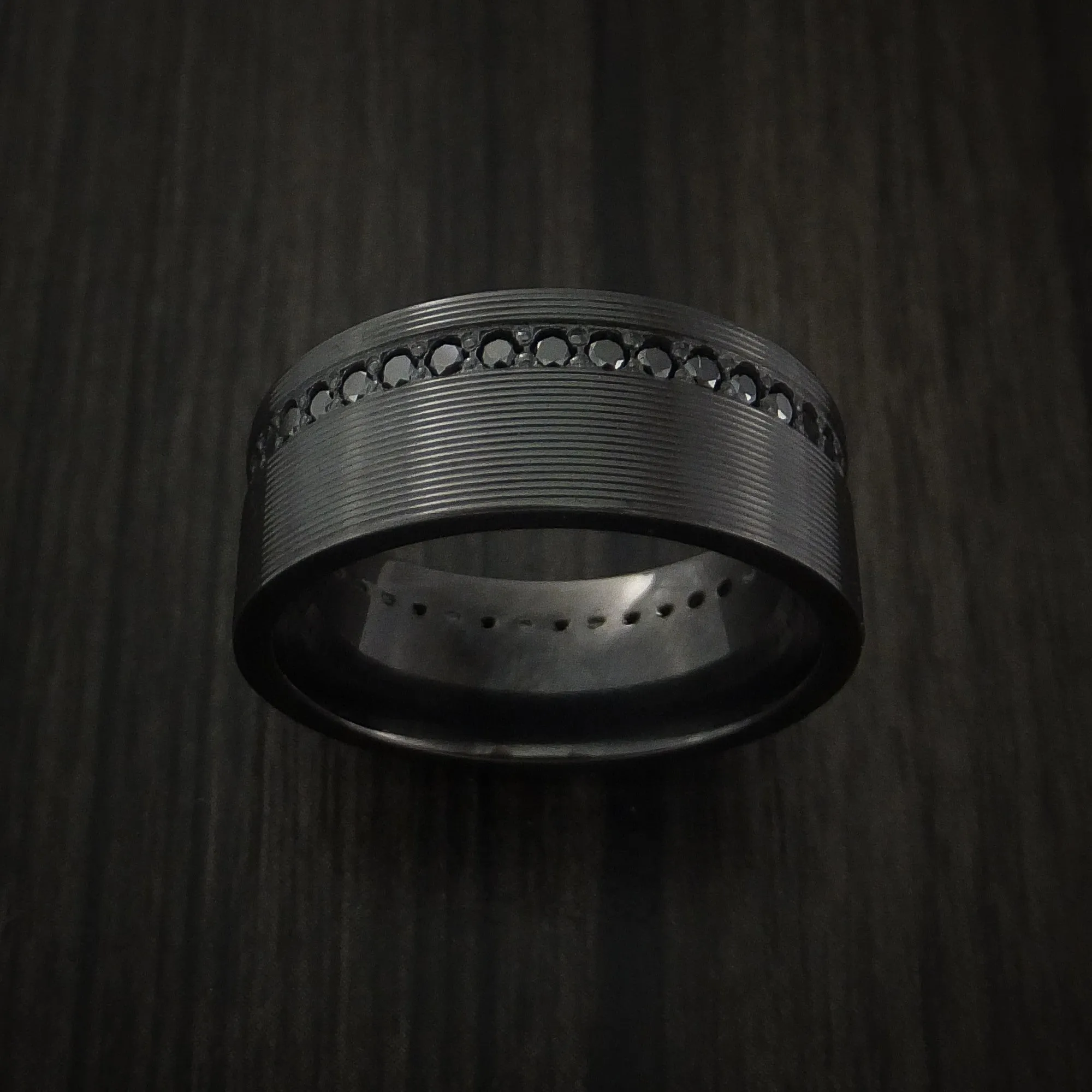 Black Titanium Eternity Men's Band with Stunning Black Diamonds