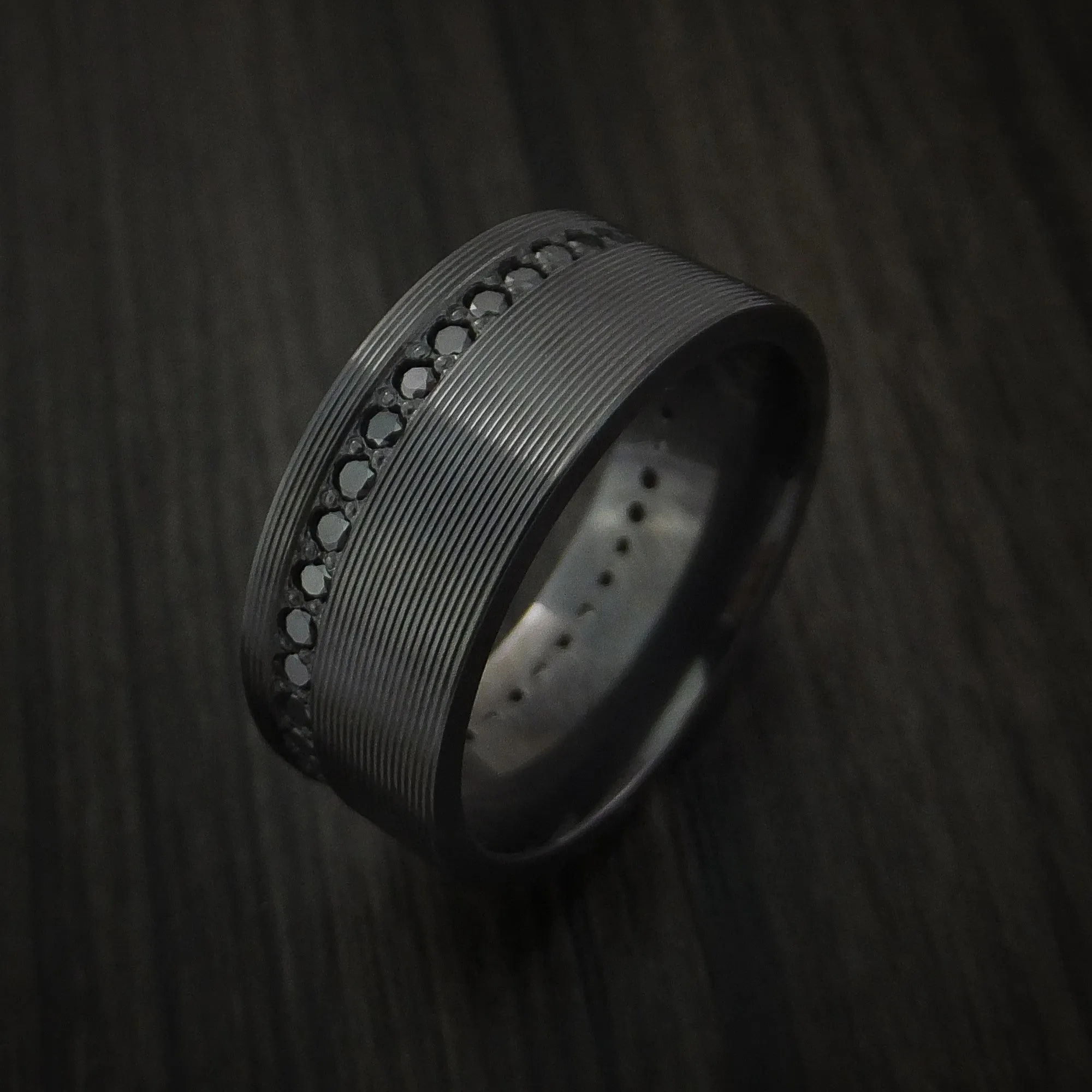 Black Titanium Eternity Men's Band with Stunning Black Diamonds