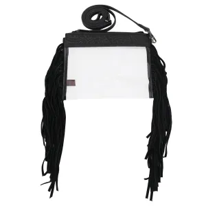 Black Western Fringe Stadium Clear Crossbody Bag - MW1257-A191BK