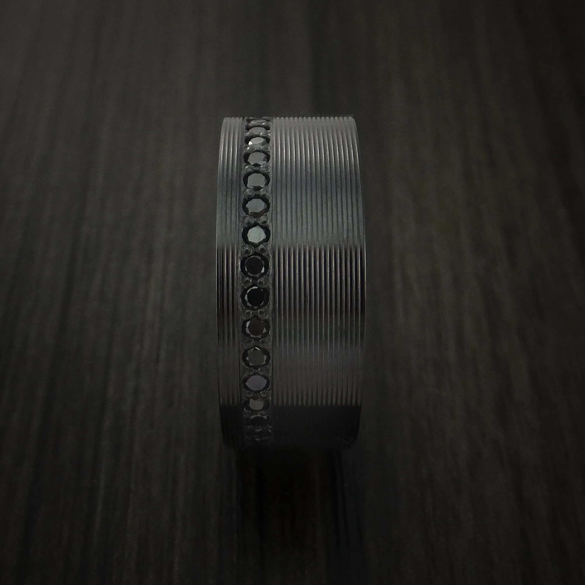 Black Zirconium Eternity Men's Band with Stunning Black Diamonds