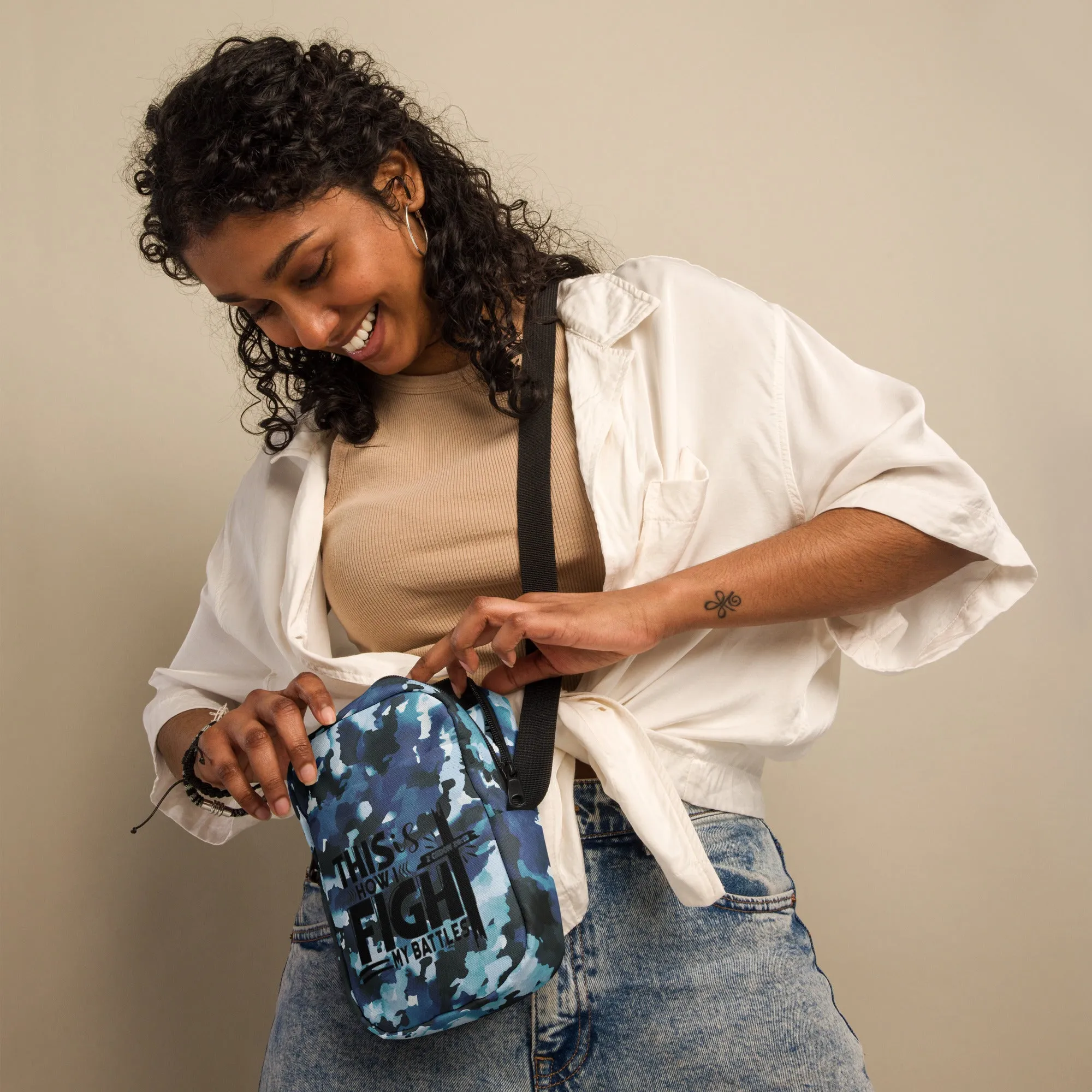 Blue Camo Utility crossbody bag