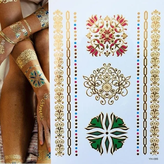 Boho Bohemian Dreams Stunning Metallic Waterproof Temporary Tattoos