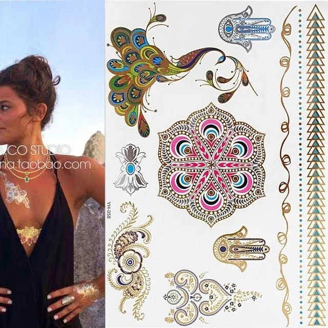 Boho Bohemian Dreams Stunning Metallic Waterproof Temporary Tattoos