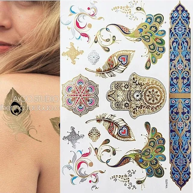 Boho Bohemian Dreams Stunning Metallic Waterproof Temporary Tattoos