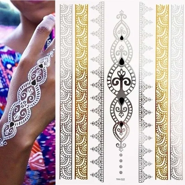 Boho Bohemian Dreams Stunning Metallic Waterproof Temporary Tattoos