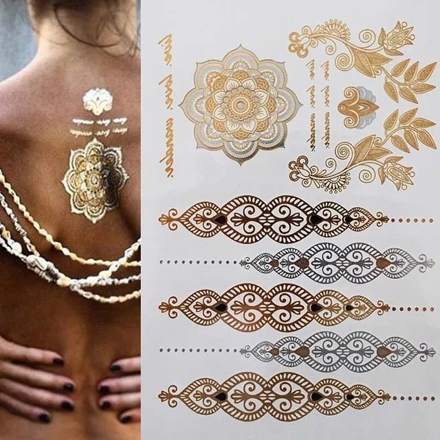 Boho Bohemian Dreams Stunning Metallic Waterproof Temporary Tattoos