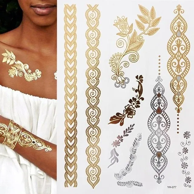 Boho Bohemian Dreams Stunning Metallic Waterproof Temporary Tattoos