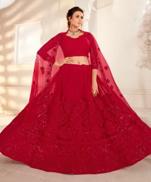 Bridal Hot Red Stunning Embroidered Lehenga Choli