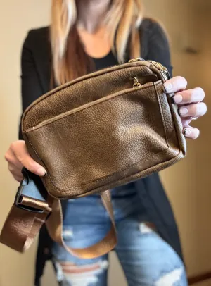 Britney Leather Crossbody Bag Taupe