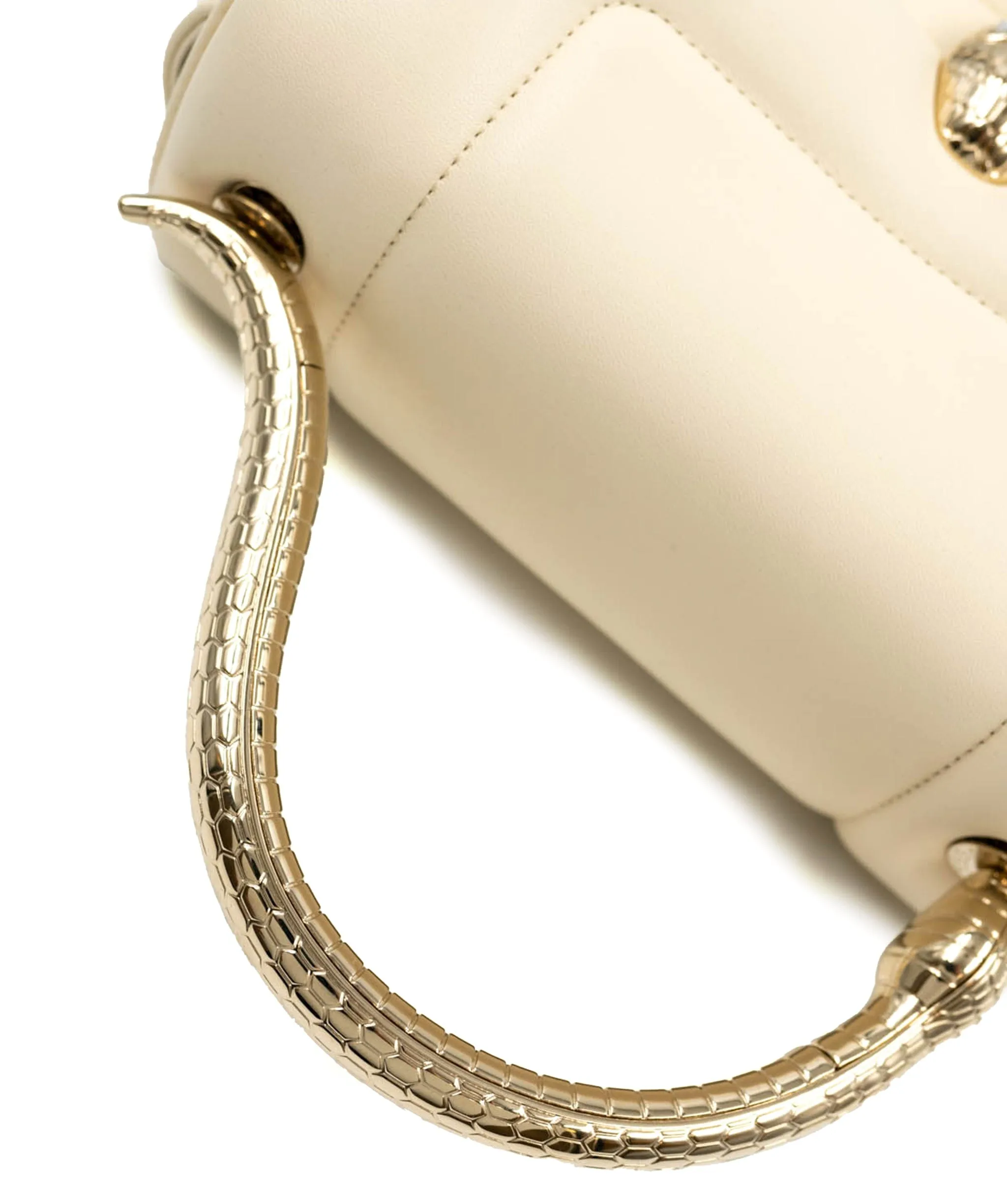 Bulgari serepenti cream and gold top handle bag ALC0103