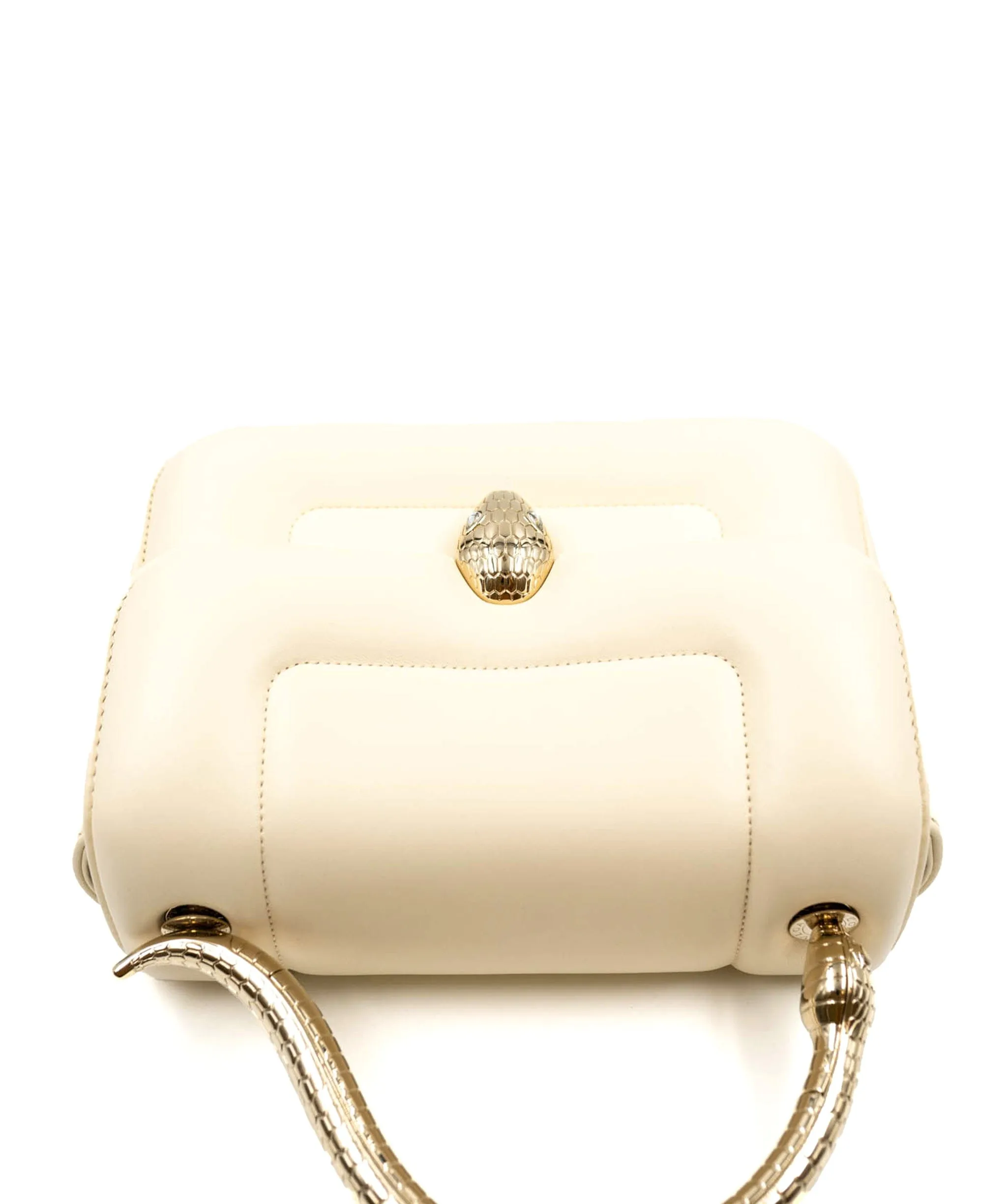 Bulgari serepenti cream and gold top handle bag ALC0103