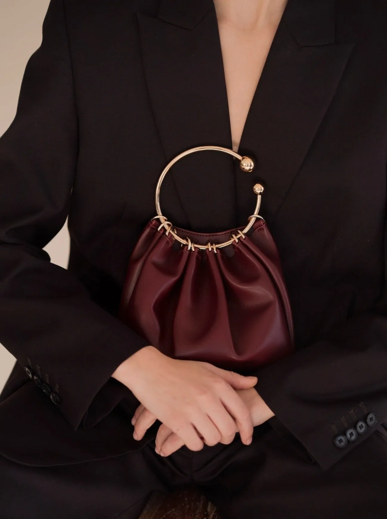 Burgundy Ring Handle Bag