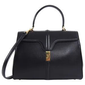 Celine Hedi Slimane Medium New 16 Bag in Black Satinated Calfskin