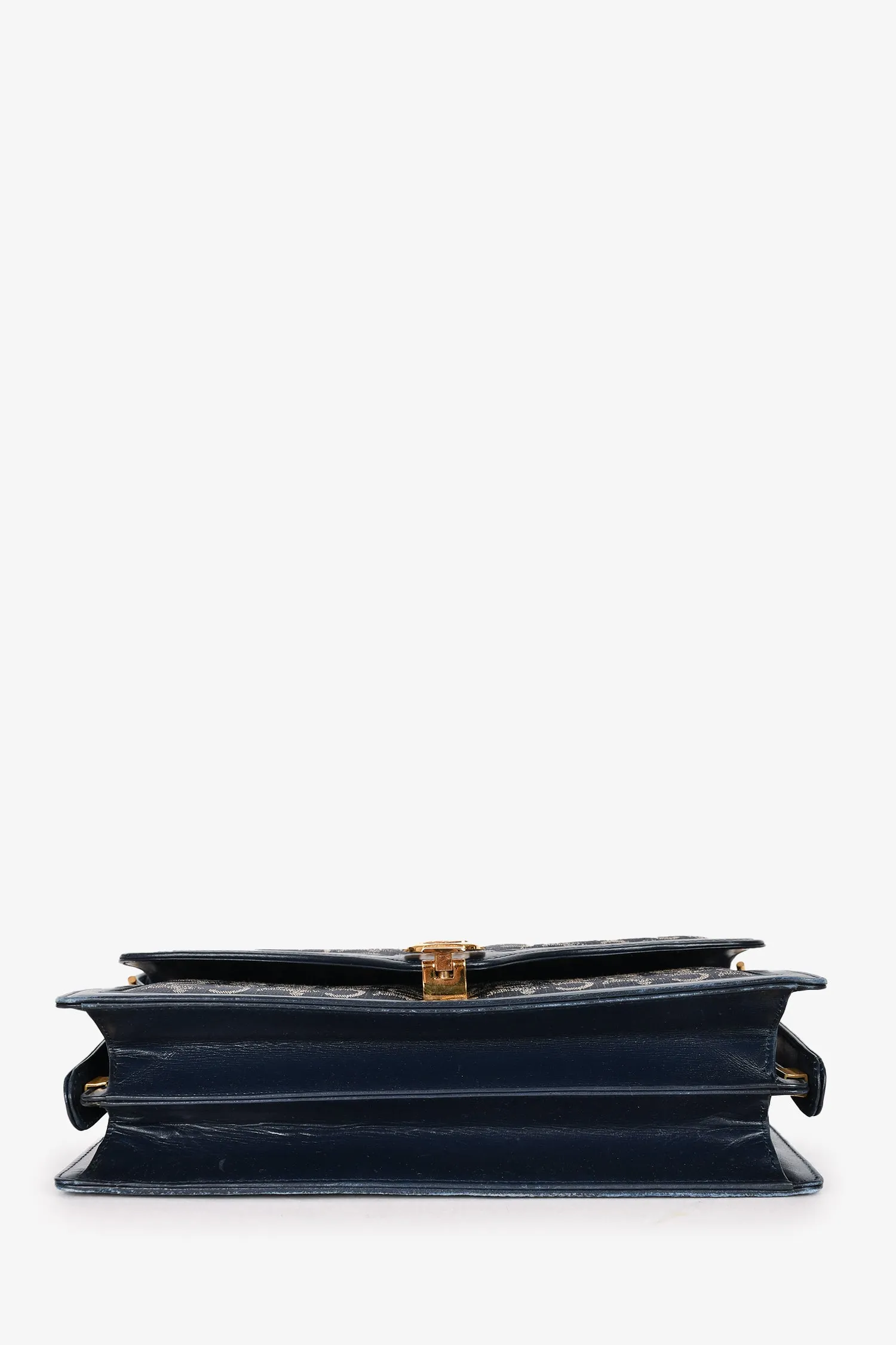 Celine Vintage Blue Monogram Denim Leather Trim 'Calèche' Shoulder Bag 'As-Is'