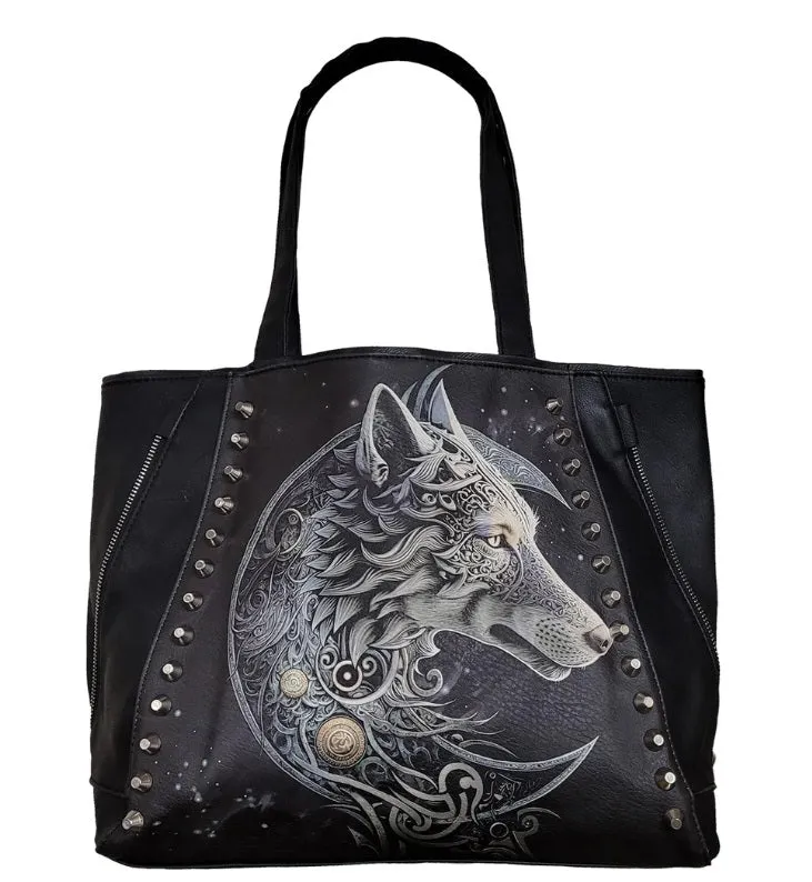 Celtic Wolf - Tote Bag - Top Quality Pu Leather Studded