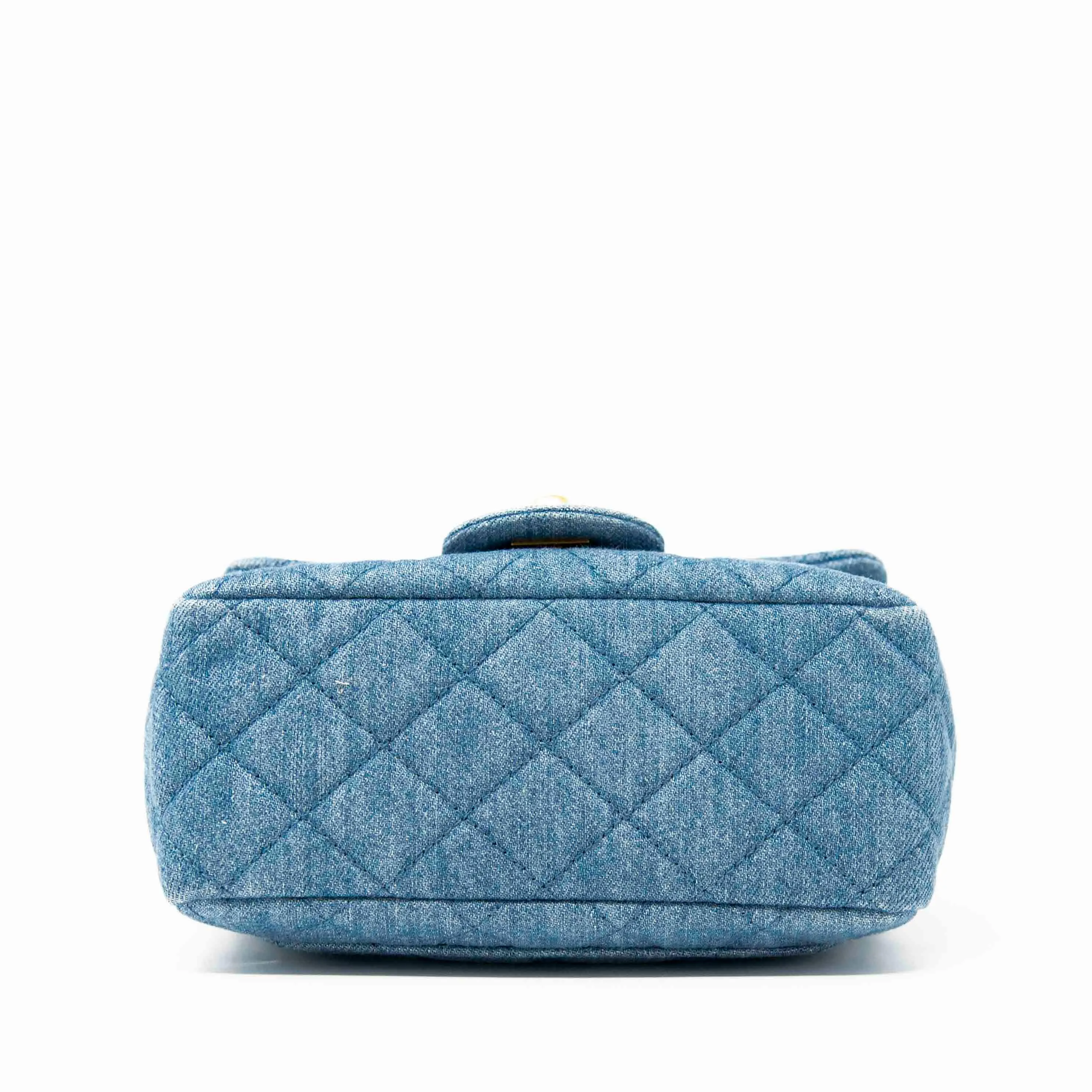 Chanel Blue Denim Mini Pearl Crush Flap