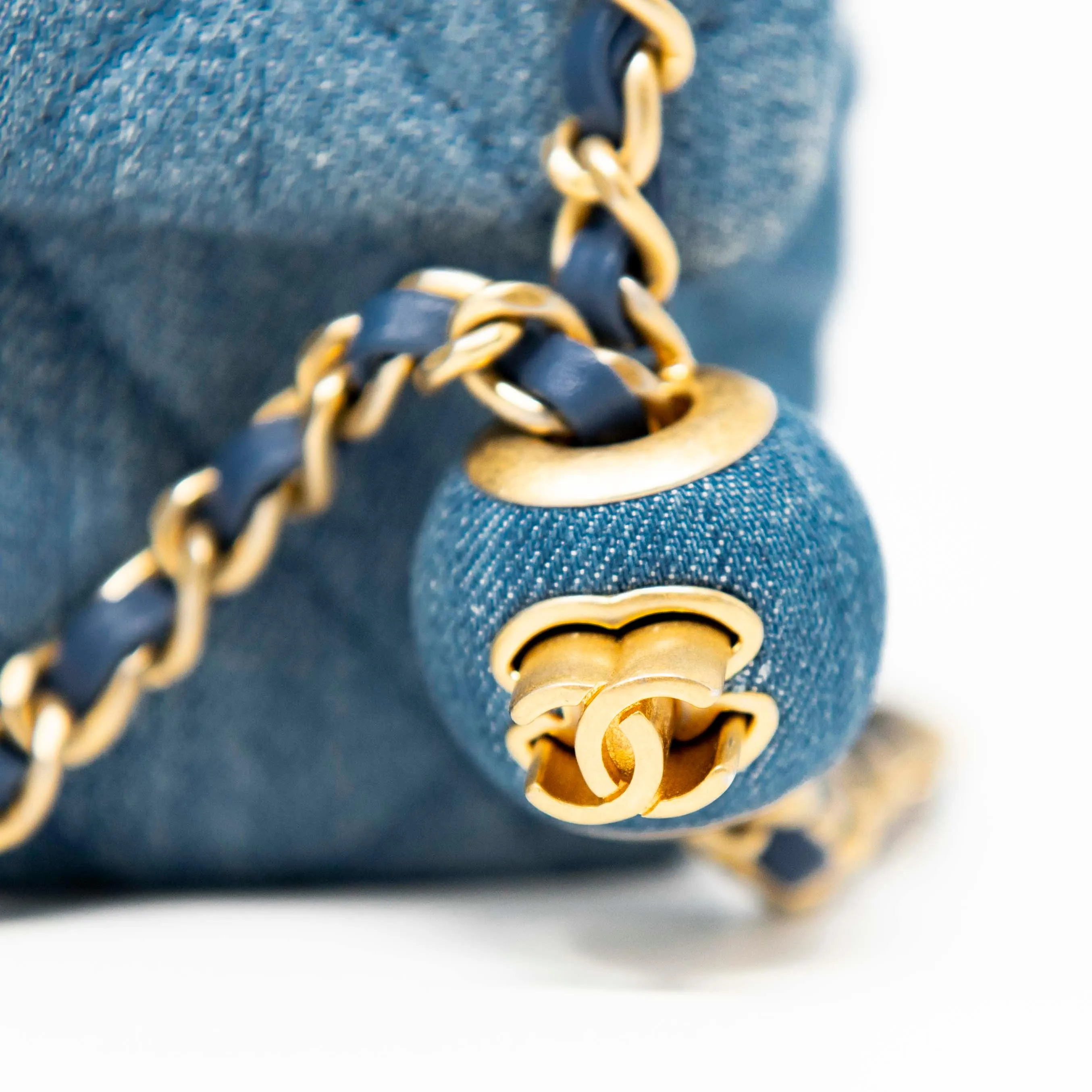 Chanel Blue Denim Mini Pearl Crush Flap