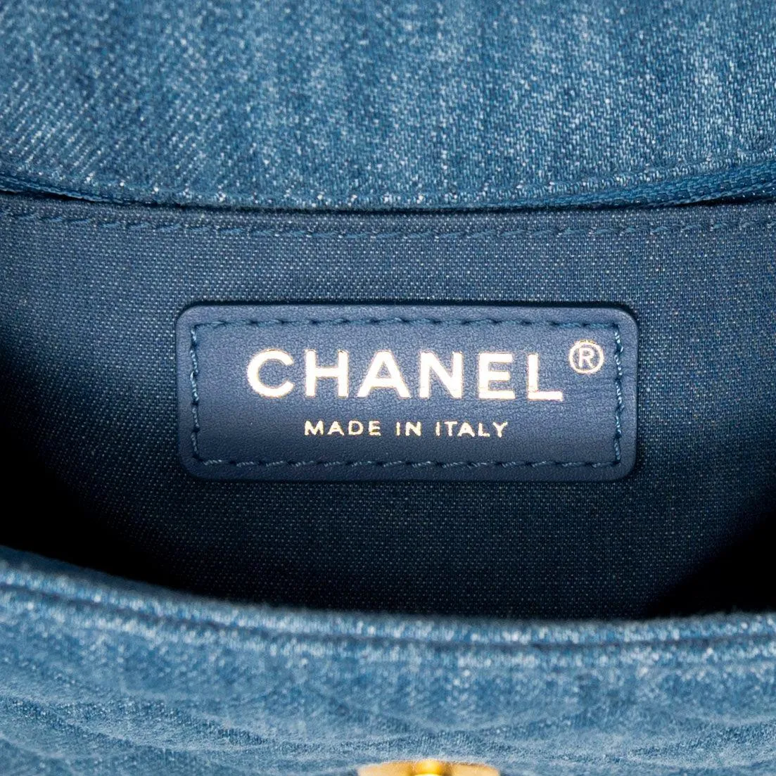 Chanel Blue Denim Mini Pearl Crush Flap