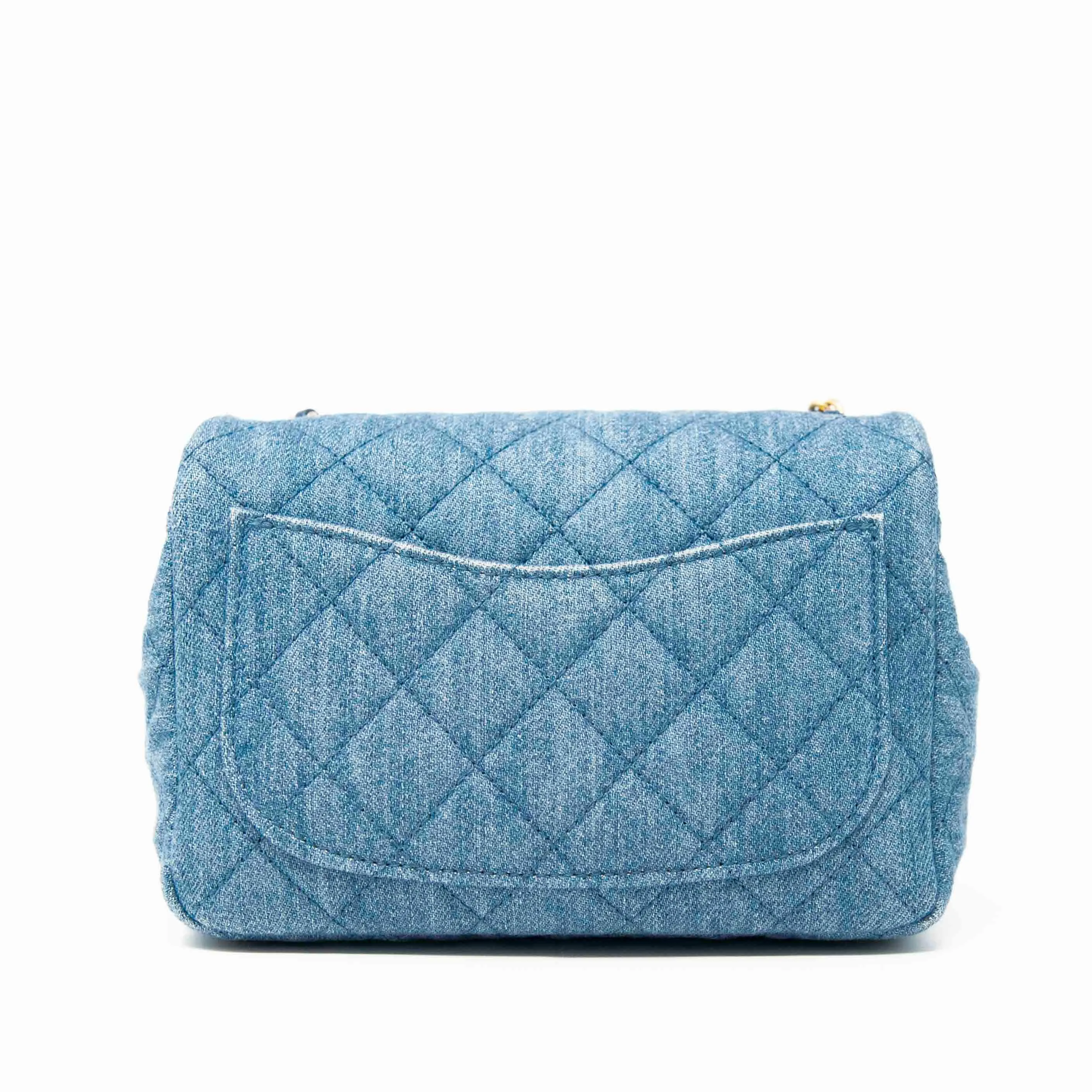 Chanel Blue Denim Mini Pearl Crush Flap