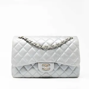 Chanel Silver Jumbo Classic Flap