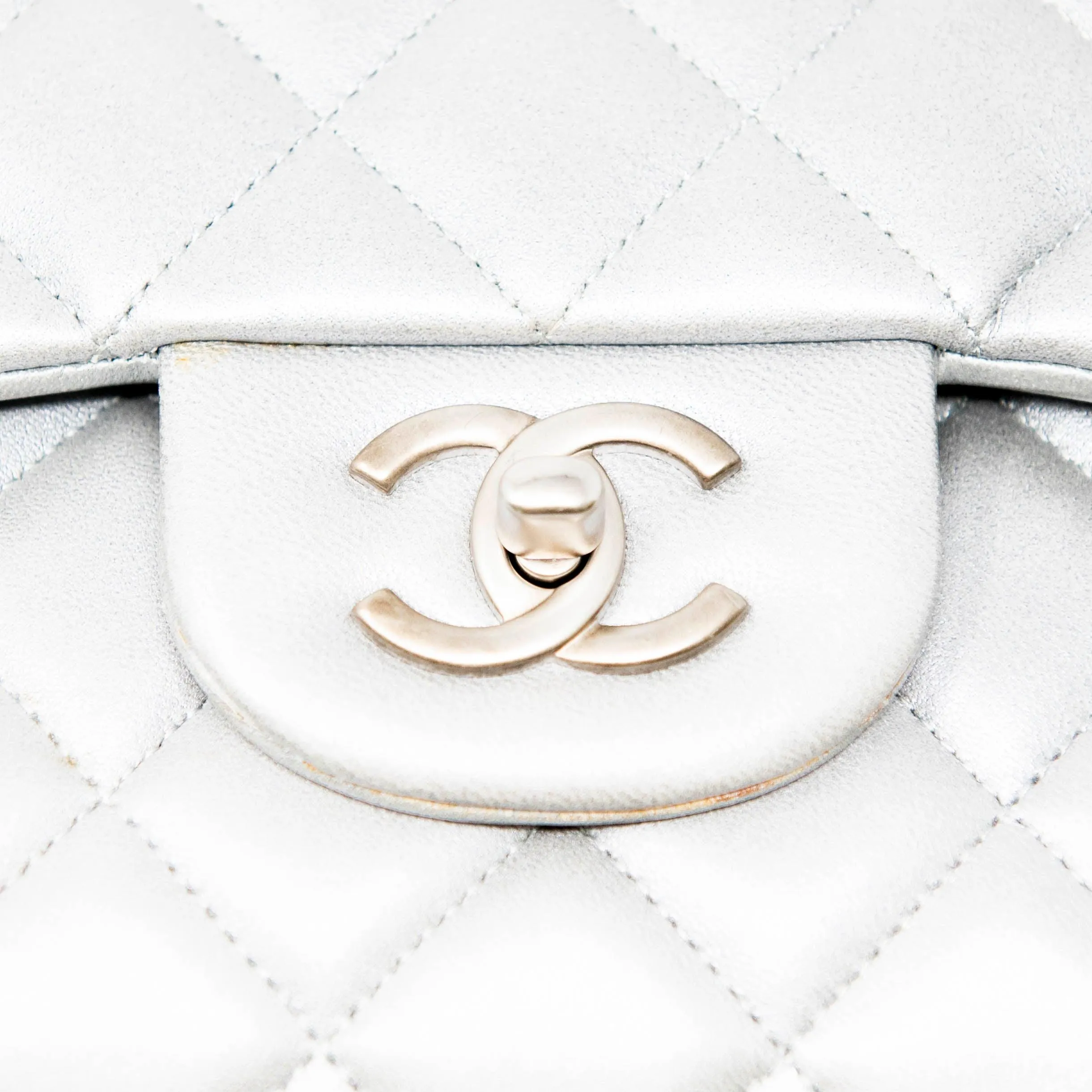 Chanel Silver Jumbo Classic Flap