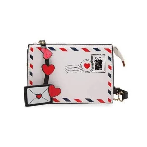 Chic Print Postcard Crossbody Bag - White