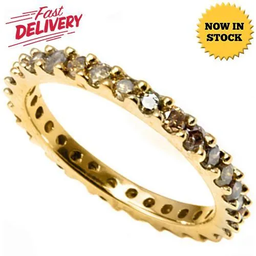 Chocolate Diamond Eternity Ring in 14K Yellow Gold-Stunning!