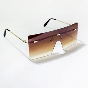 Chokore Rimless Oversized Sunglasses with UV 400 Protection (Brown)