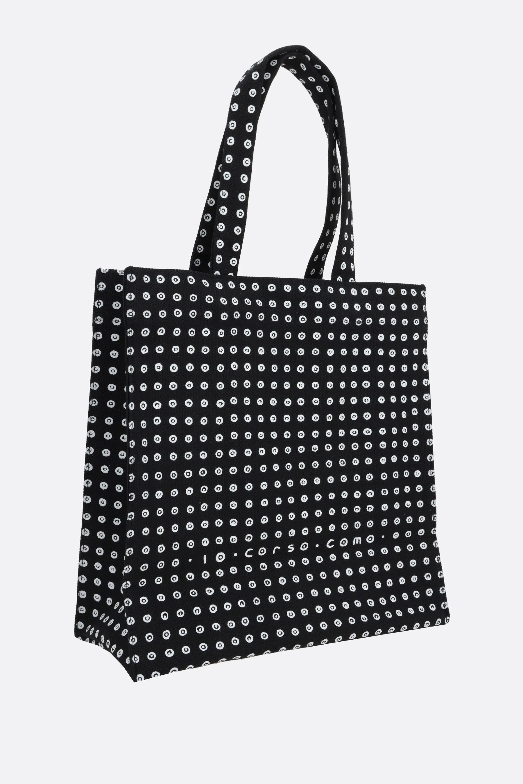 circles print canvas small shopping bag