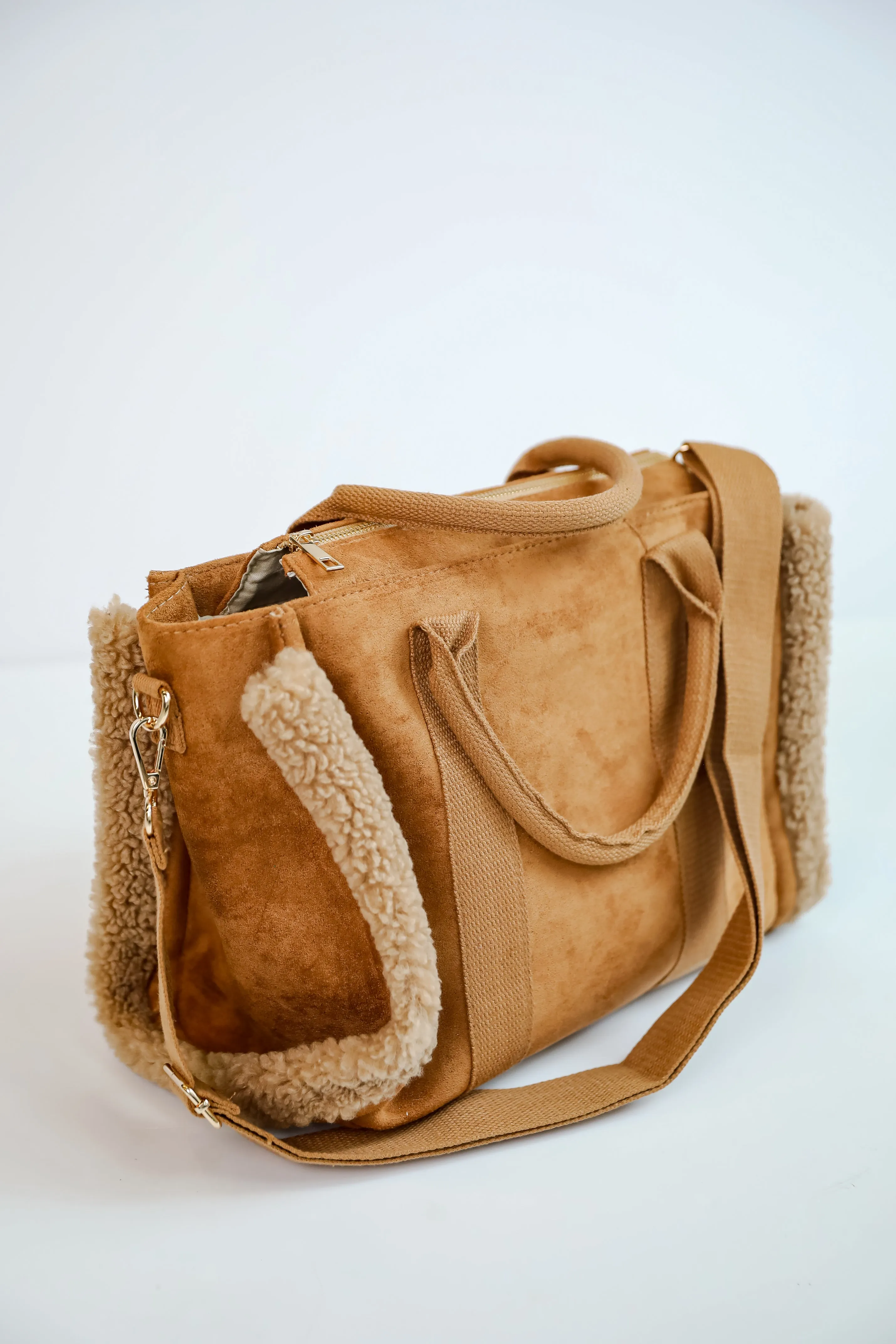 Cozy Aesthetic Brown Suede Crossbody Bag