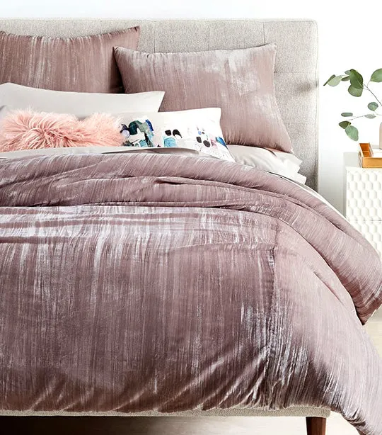 Crinkle Velvet Duvet Cover & Shams Dusty Blush