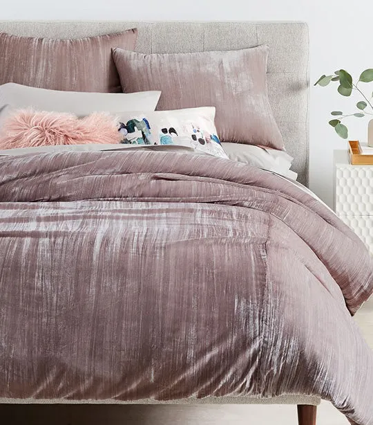 Crinkle Velvet Duvet Cover & Shams Dusty Blush