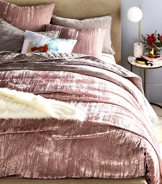 Crinkle Velvet Duvet Cover & Shams Dusty Blush