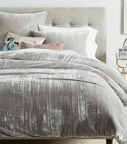 Crinkle Velvet Duvet Cover & Shams  Platinum