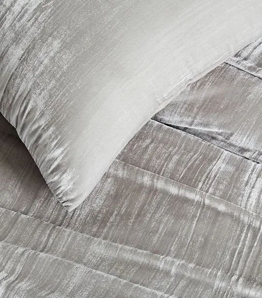 Crinkle Velvet Duvet Cover & Shams  Platinum