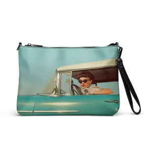 Crossbody Bag Vintage Blue Retro Car Pin-up