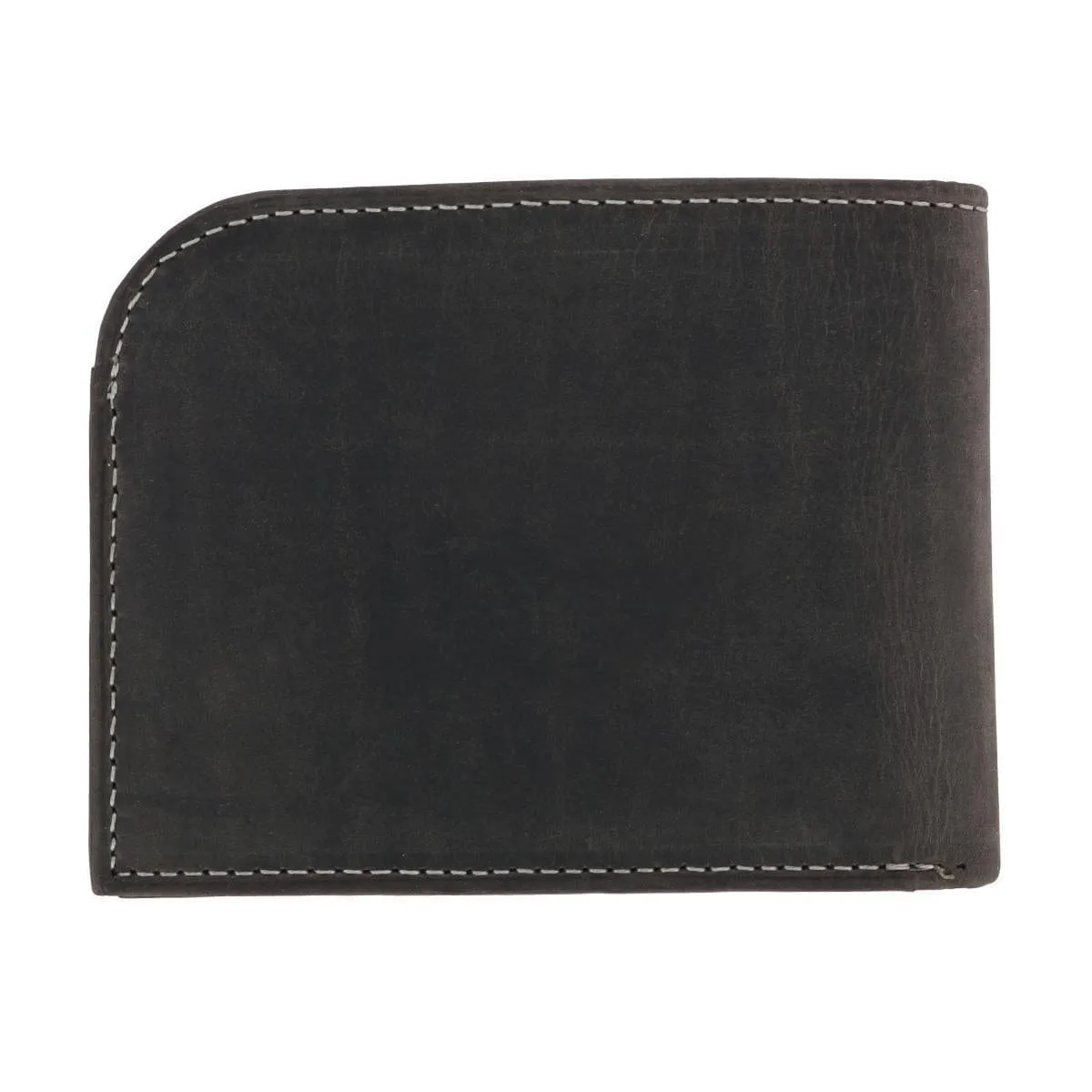 CTM® Men's Vintage Hunter Leather Curved Front Pocket Wallet