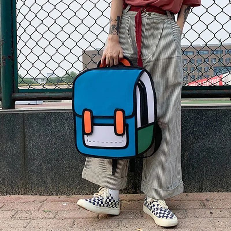 Cute 3D Cartoon Colorblock School Backpack