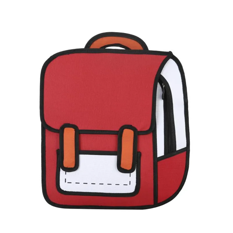 Cute 3D Cartoon Colorblock School Backpack