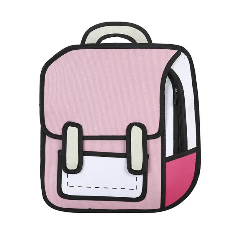 Cute 3D Cartoon Colorblock School Backpack