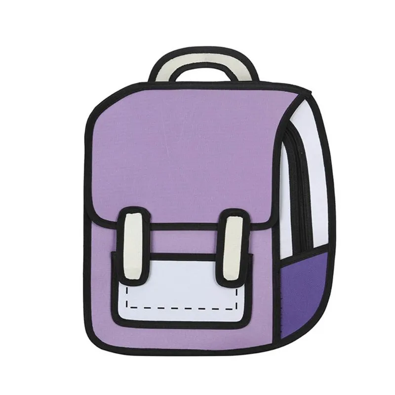 Cute 3D Cartoon Colorblock School Backpack