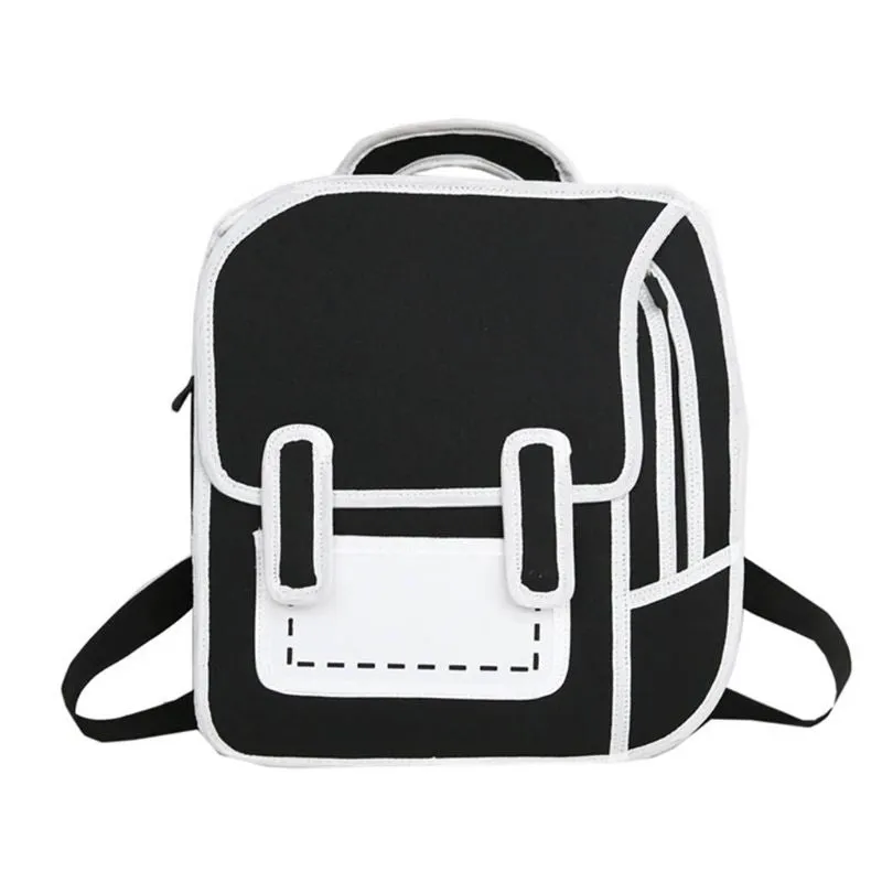 Cute 3D Cartoon Colorblock School Backpack