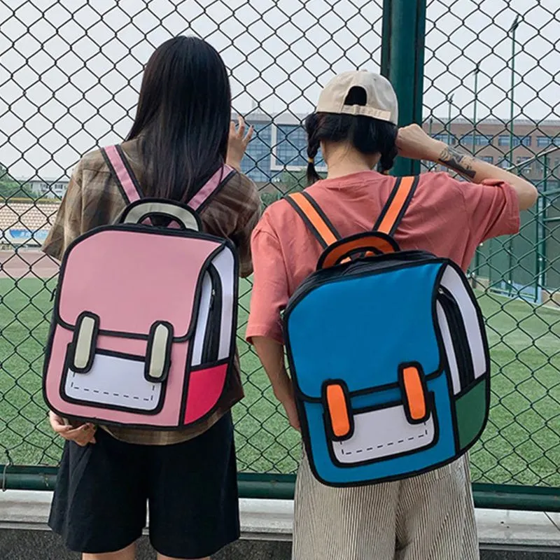 Cute 3D Cartoon Colorblock School Backpack