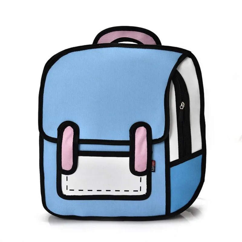 Cute 3D Cartoon Colorblock School Backpack