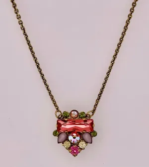 Delicate Multi Stone Shield Necklace