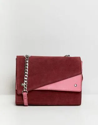 DESIGN suede color block shoulder bag