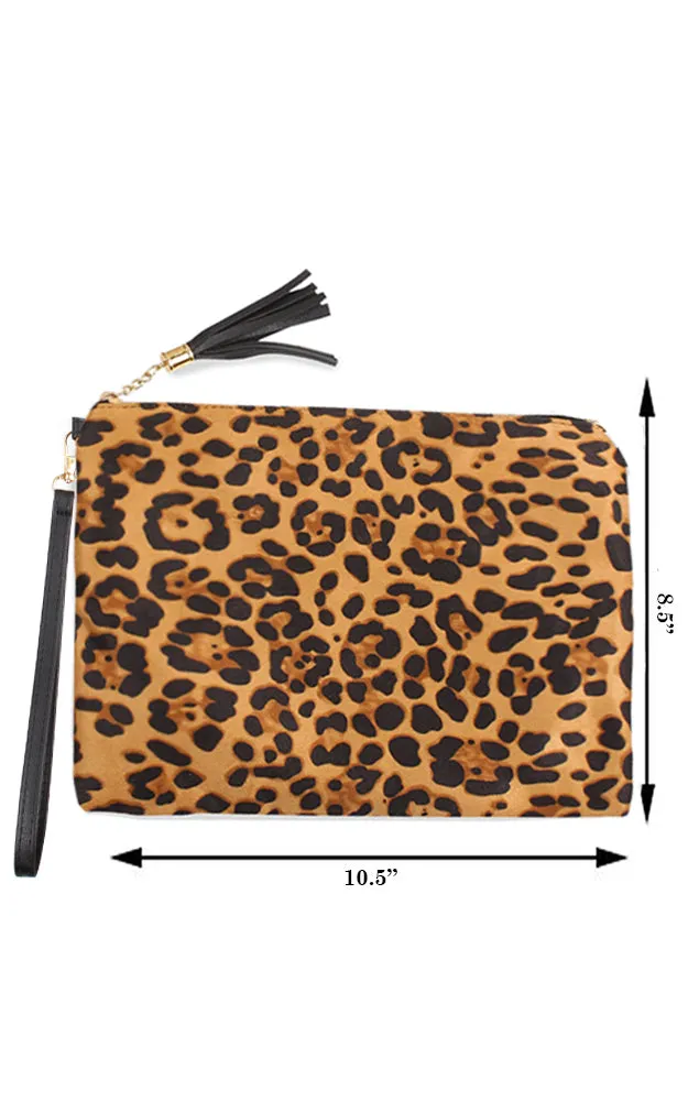 EABG9379 Beige Leopard Crossbody Clutch Bag