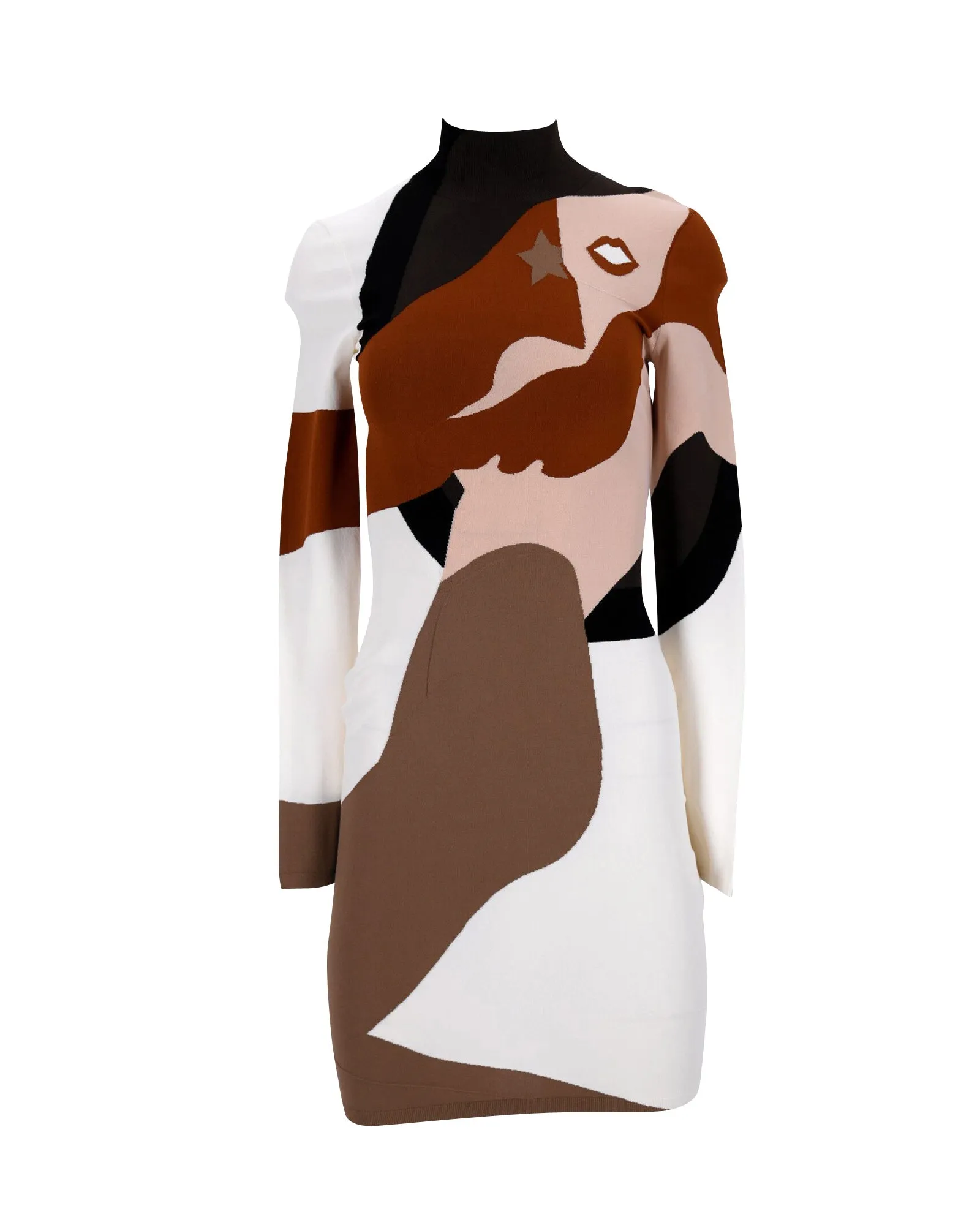 Fendi Mermaid Print Bodycon Sweater Dress in Multicolor Viscose